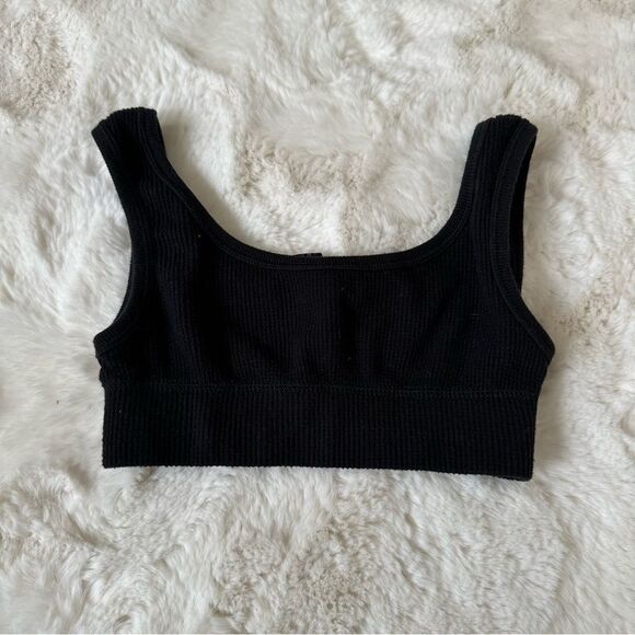 SKIMS waffle scoop bra in onyx black size xs - Picture 2 of 9